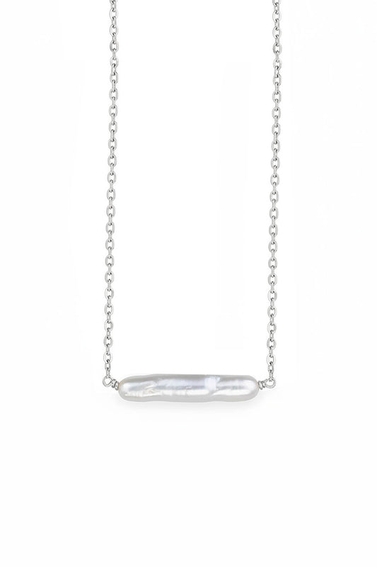 Maris Pearl Bar Necklace Sterling Silver