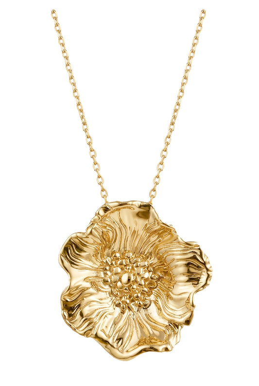 Poppy Floral Pendant Gold